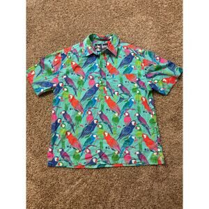 Chubbies The Nutter Parrot Button Up Hawaiian Shirt Made In USA Mens Size Large
